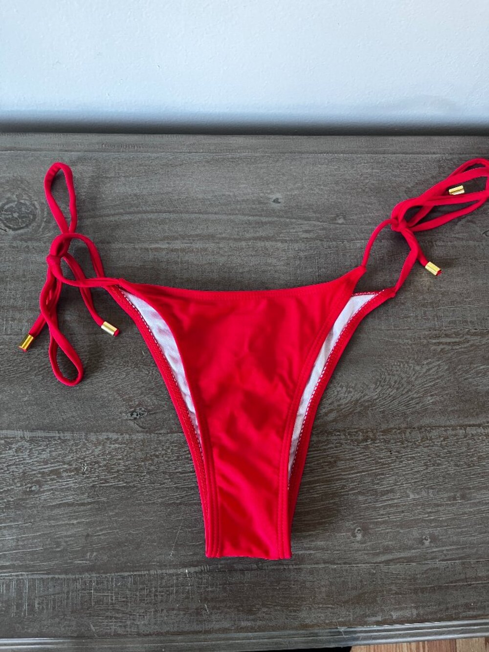 Red String Bikini Bottoms Tie Side Swimsuit